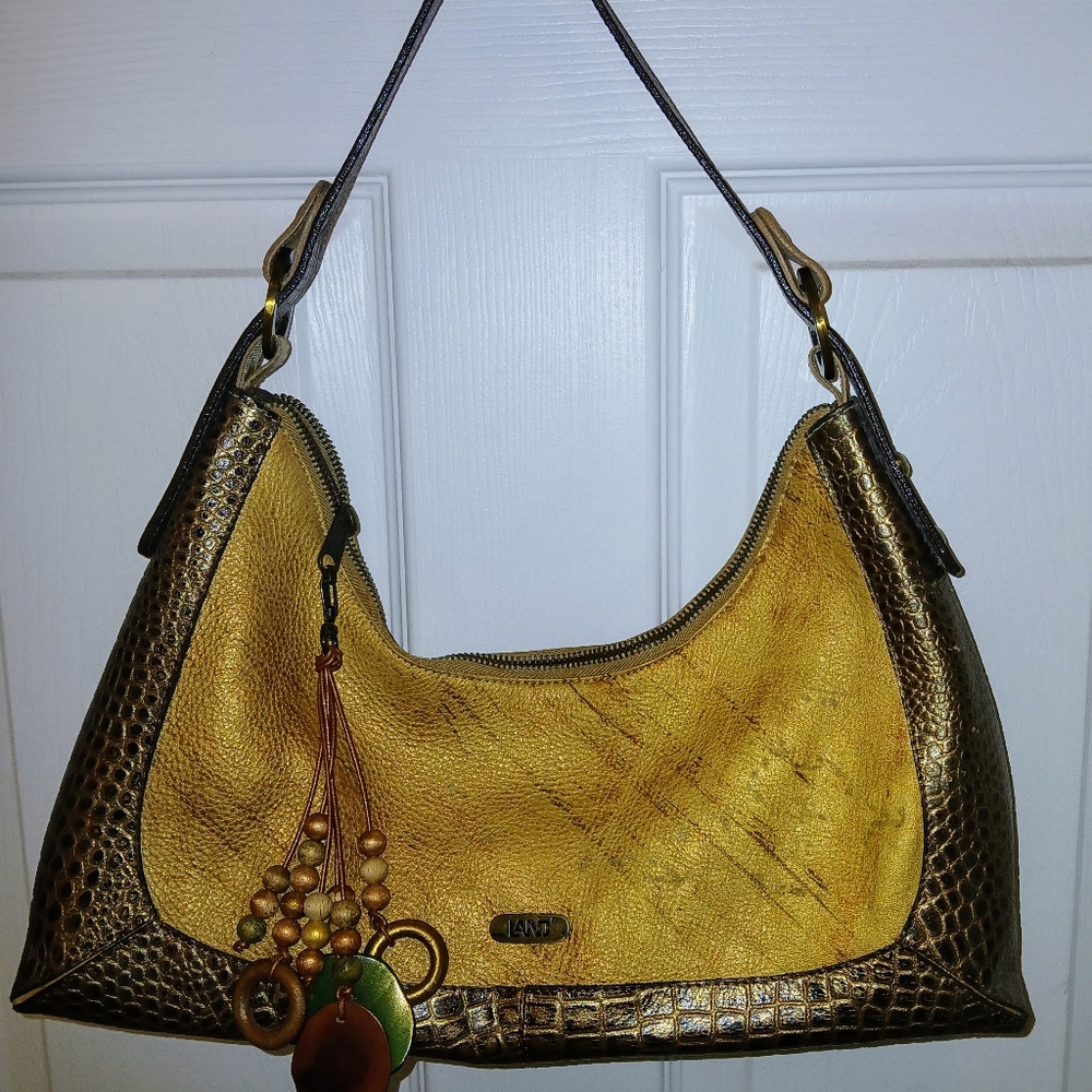 Land Croco Leather Shoulder Handbag